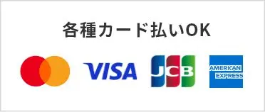 各種カード払いOK MASTER VISA JCB AMERICAN EXPRESS